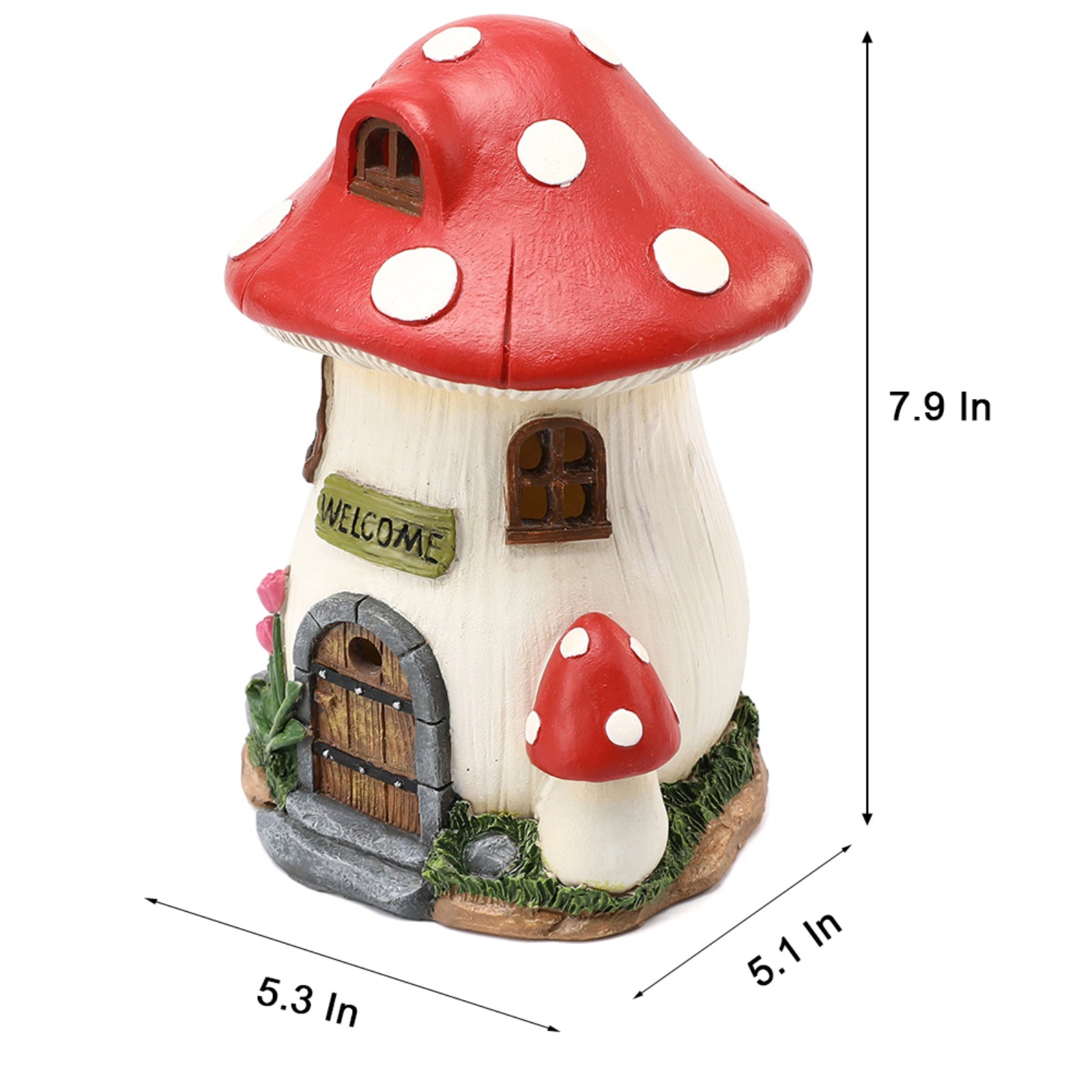 Solar Mushroom Fairy House Garden Decor Statue Light