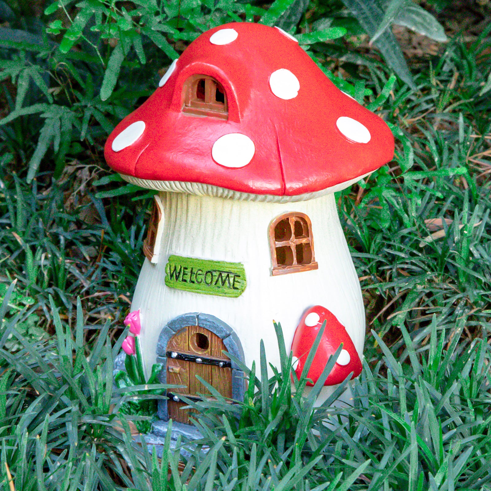 Solar Mushroom Fairy House Garden Decor Statue Light