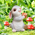 Holding Sunflower Mushroom Rabbit Garden Decor Statue with Solar Light 8.26''