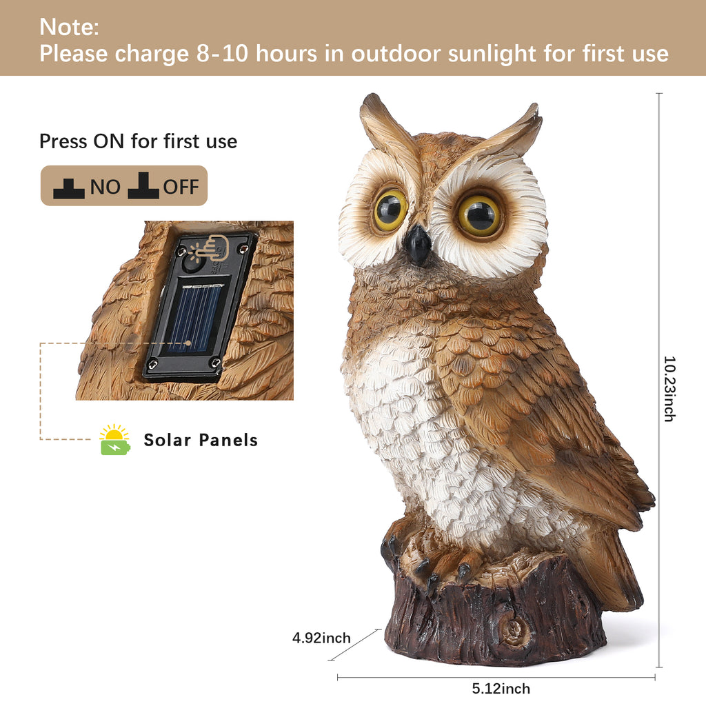 Owl Garden Decor Statue with Solar Light