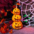 Halloween Stacked Pumpkin Garden Decor Statue with Solar Light 11.8‘’