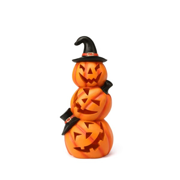 Halloween Stacked Pumpkin Garden Decor Statue with Solar Light 14.56‘’