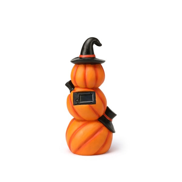 Halloween Stacked Pumpkin Garden Decor Statue with Solar Light 14.56‘’