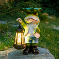 Stand Frog Garden Decor Statue with Solar Light