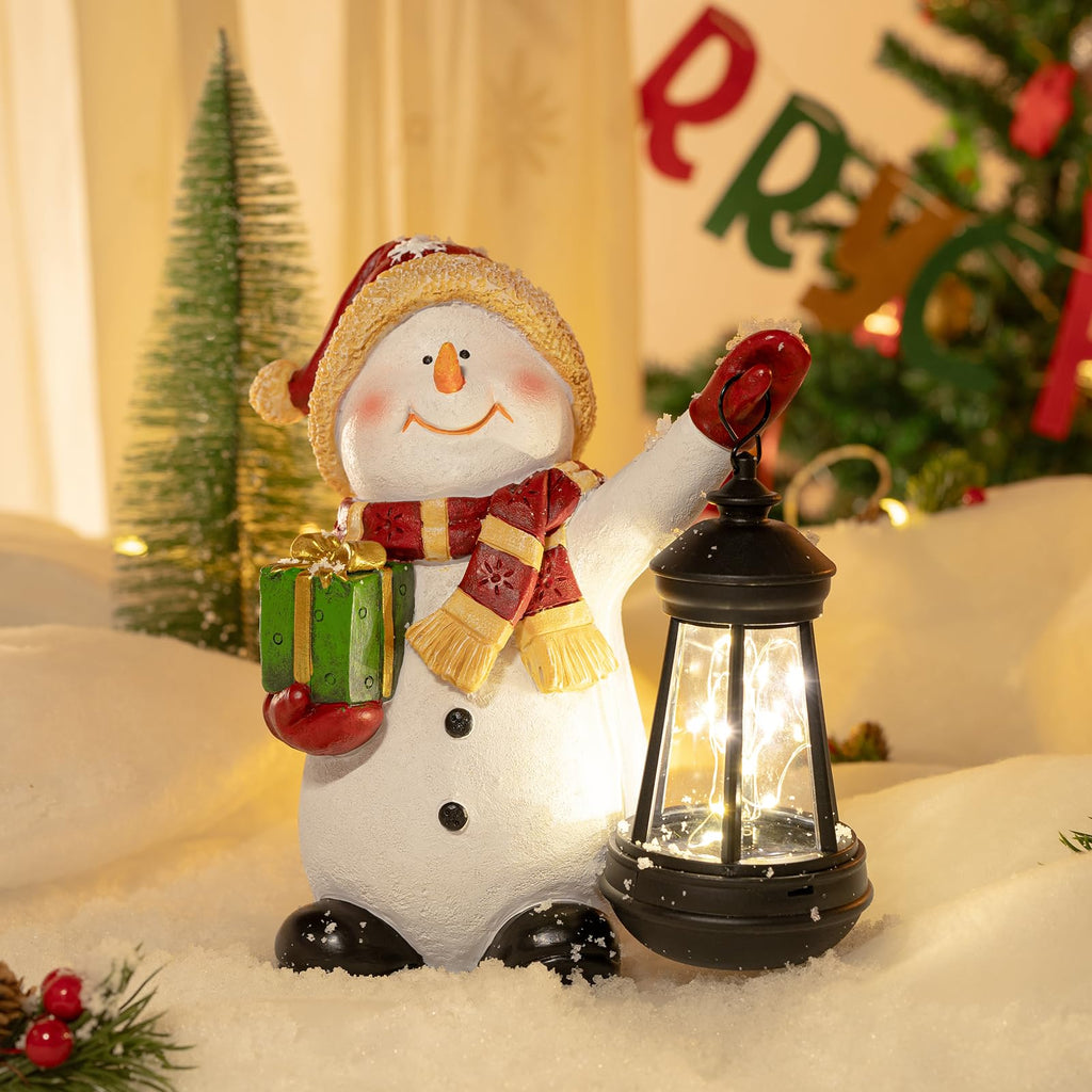 Christmas Snowman Garden Decor Statue with Solar Light