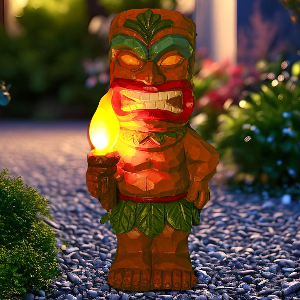 Tiki Man Garden Decor Statue with Solar Light 10.2‘’