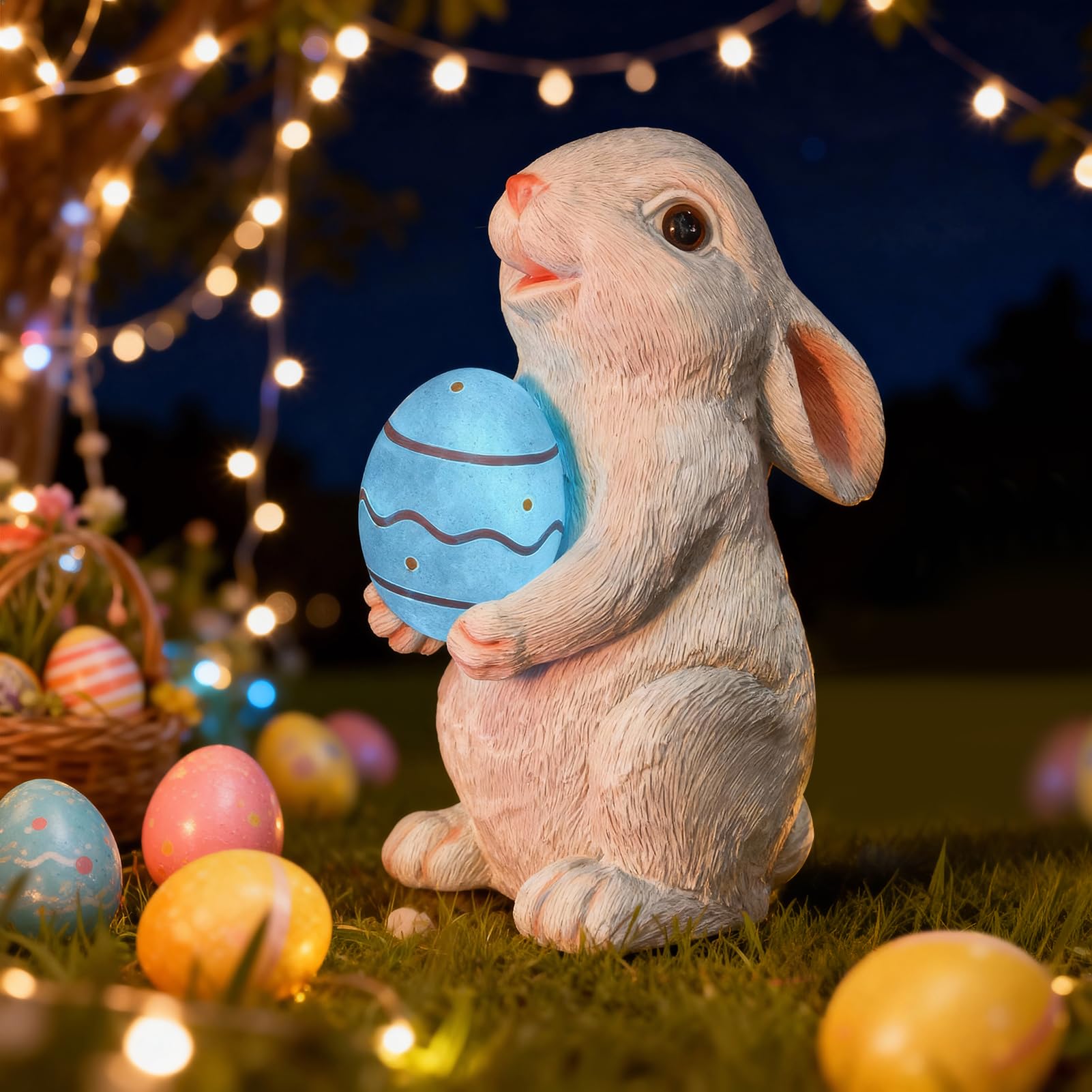 Osterhase Gartendeko Figur mit Solarlicht 20.8cm