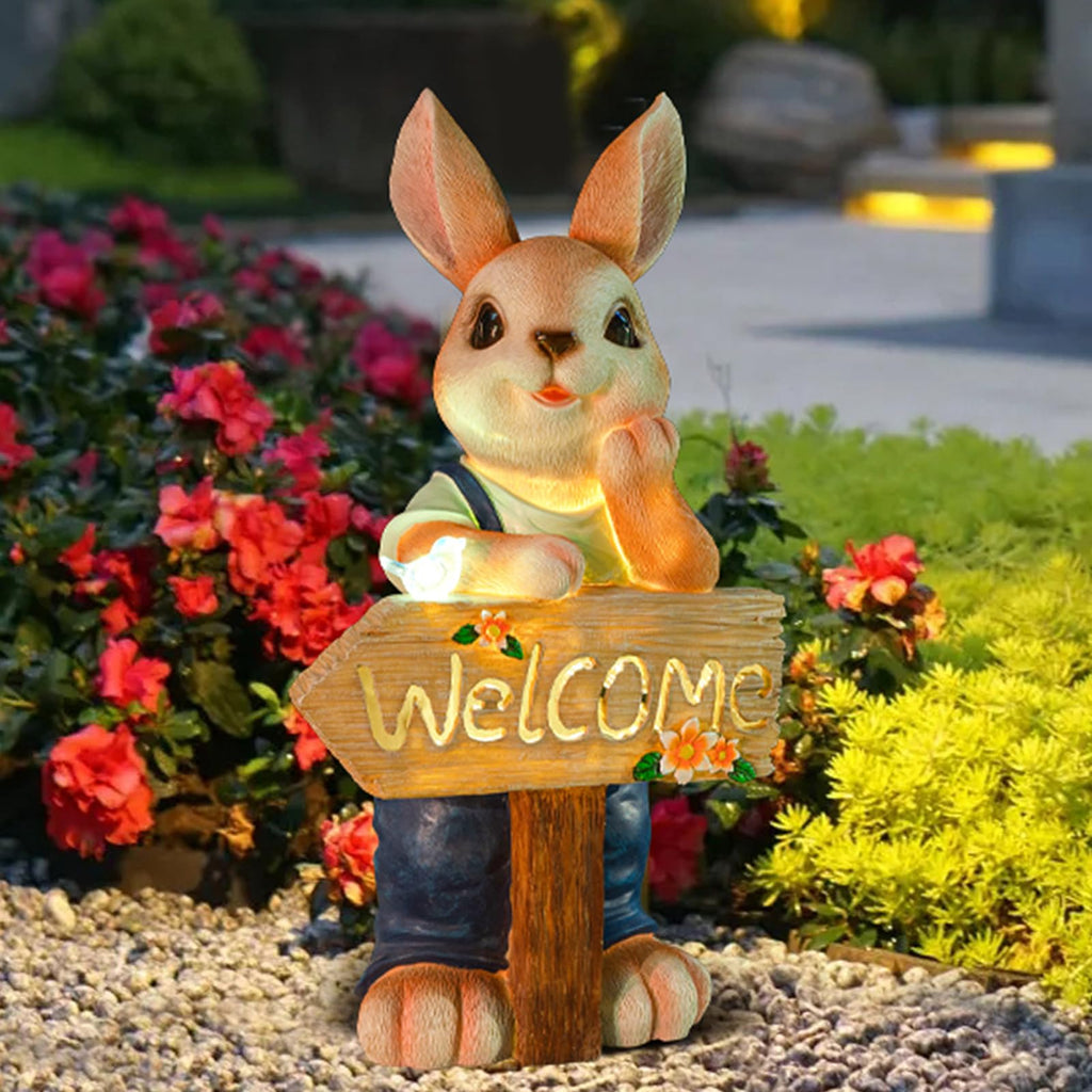 Rabbit Garden Decor Statue Large with Solar Light 22''
