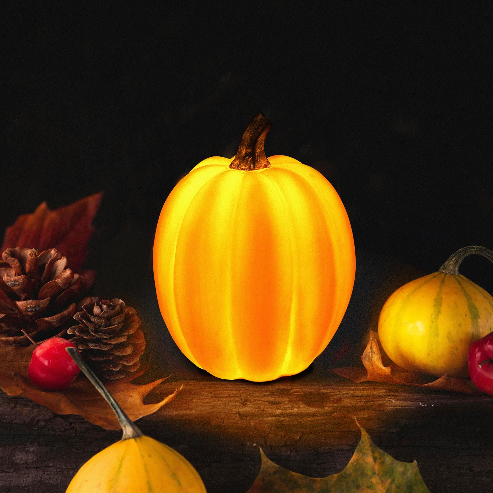 Halloween Pumpkin Garden Decor Statue with Solar Light 8.26''