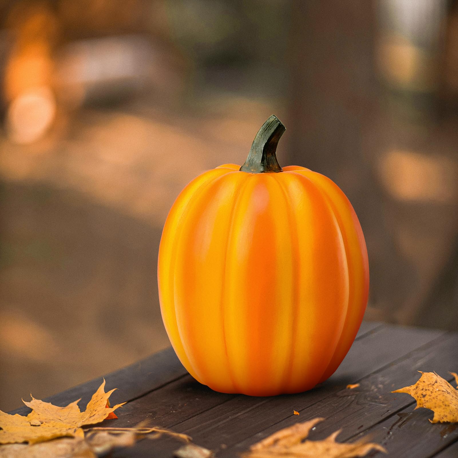 Halloween Pumpkin Garden Decor Statue with Solar Light 8.26''