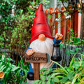 Large Gnome Garden  Decor Statue Big Gnome with Welcome Sign Solar Light 22"