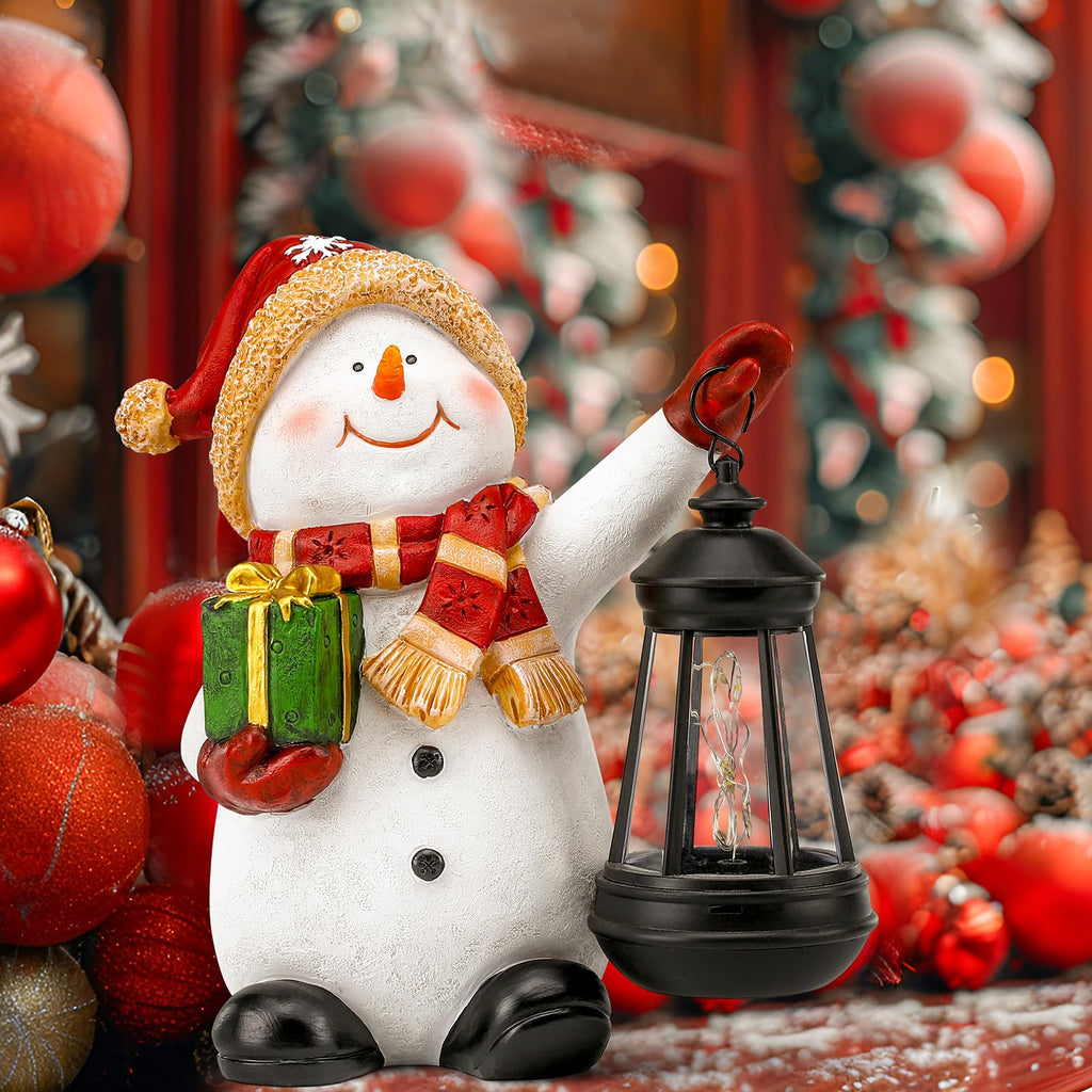 Christmas Snowman Garden Decor Statue with Solar Light
