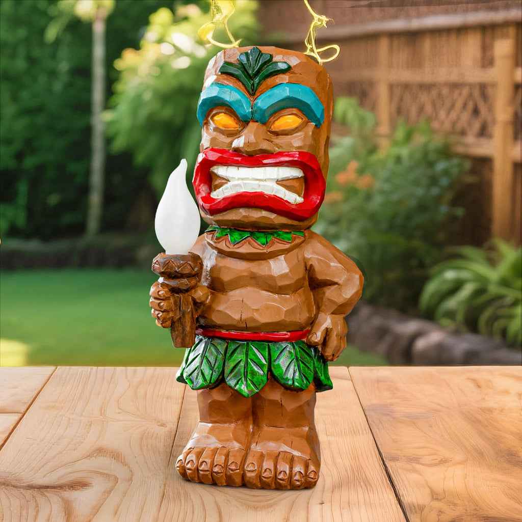 Tiki Man Garden Decor Statue with Solar Light 10.2‘’