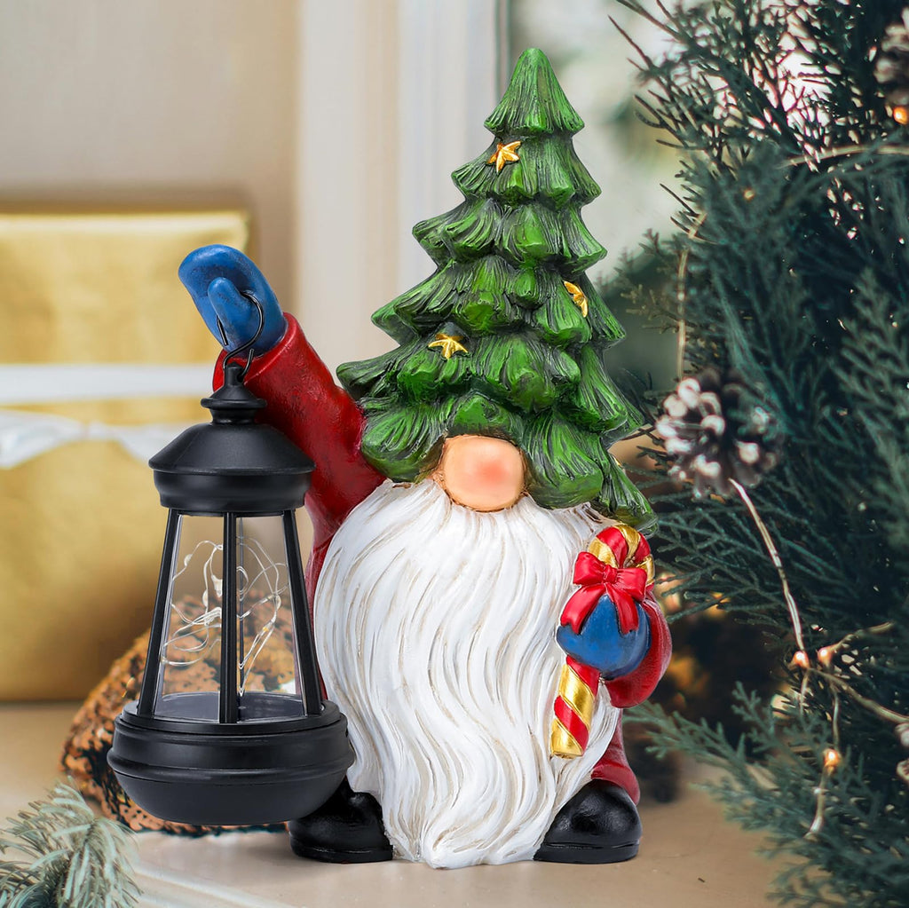 Weihnachts-Zwerg-Garten-Dekorationsstatue mit Solarlicht 25 cm