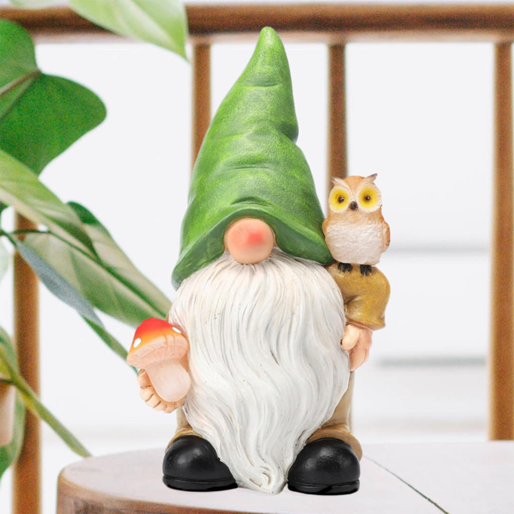 Owl Gnome Garden Decor Statue with Solar Light 11‘’