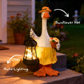 Flower Leaf Goose Garden Decor Statue with Solar Light 12.9‘’