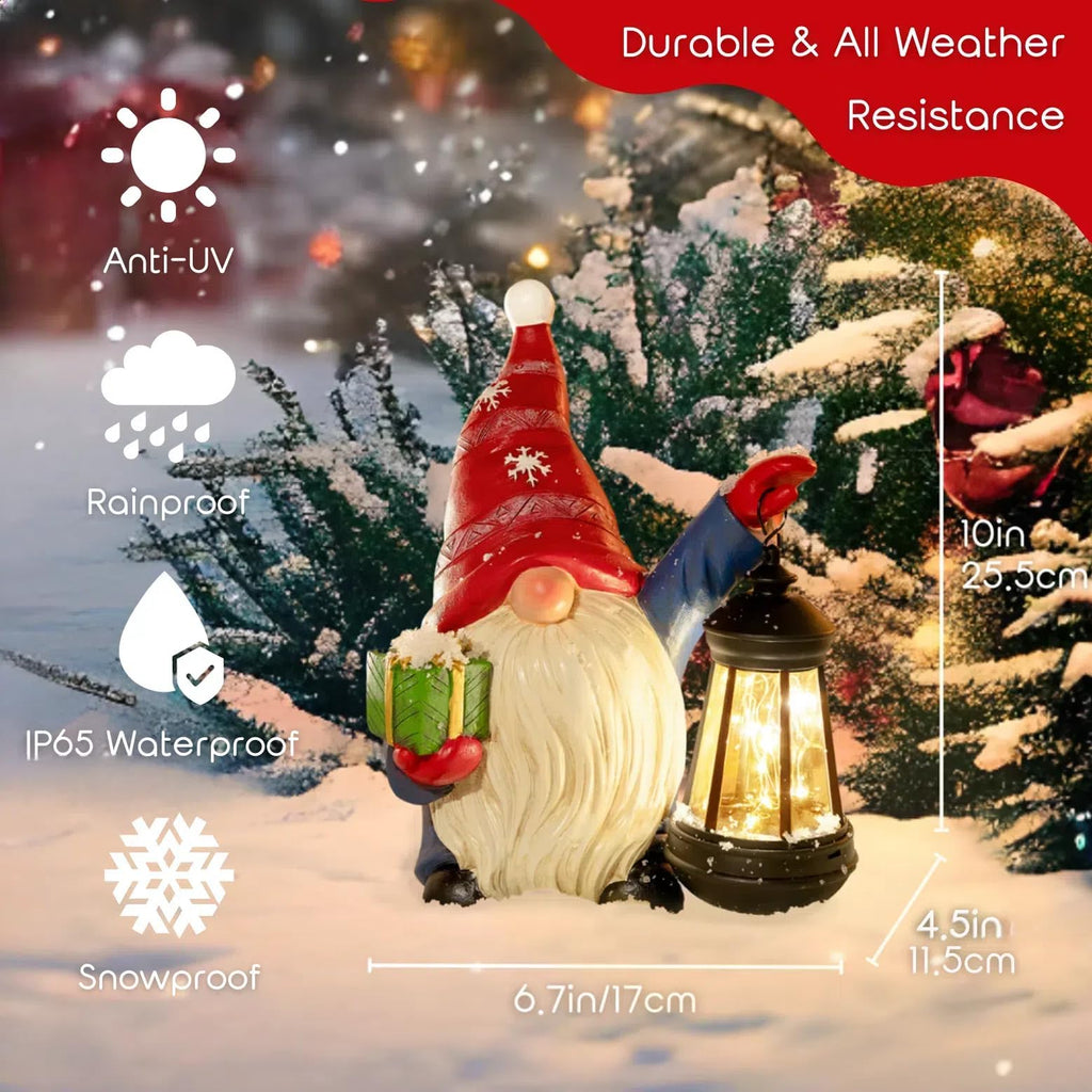 Christmas Gnome Garden Decor Statue with Solar Light 10‘’