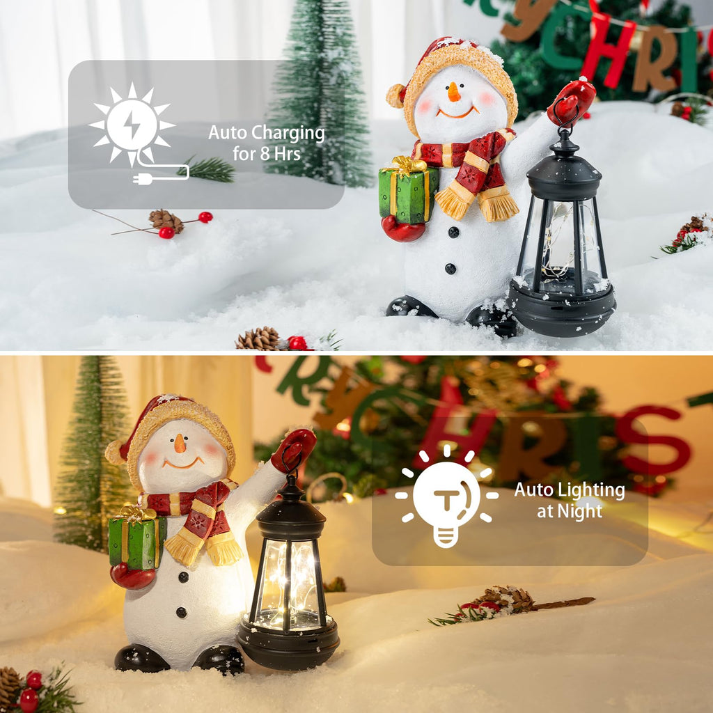 Christmas Snowman Garden Decor Statue with Solar Light