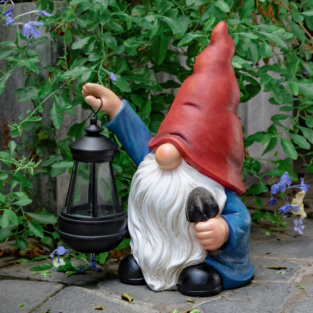 Shavel Garden Gnome Decor Statue with Solar Light