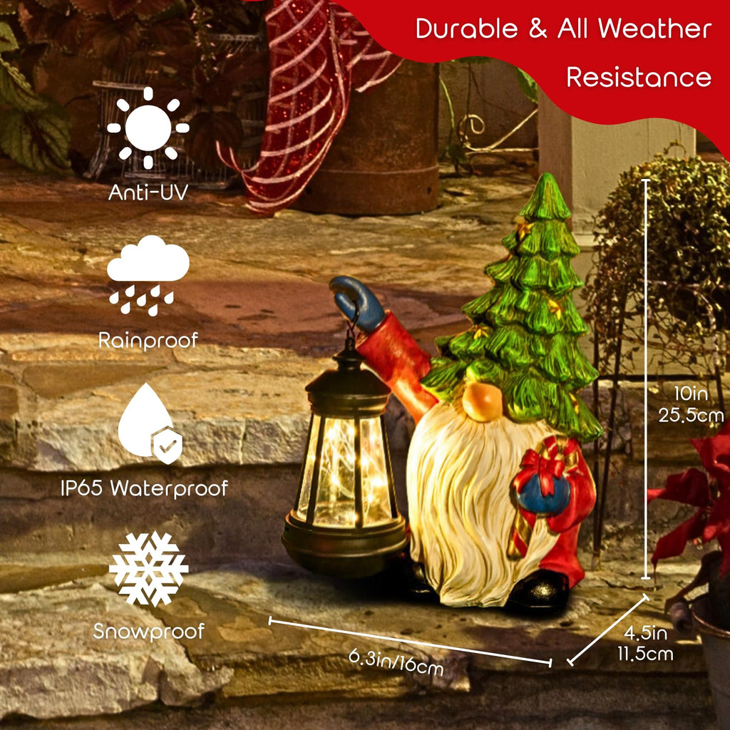Christmas Gnome Garden Decor Statue with Solar Light 10‘’