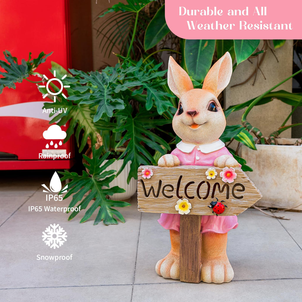 Rabbit Garden Decor Statue Large with Solar Light 22''
