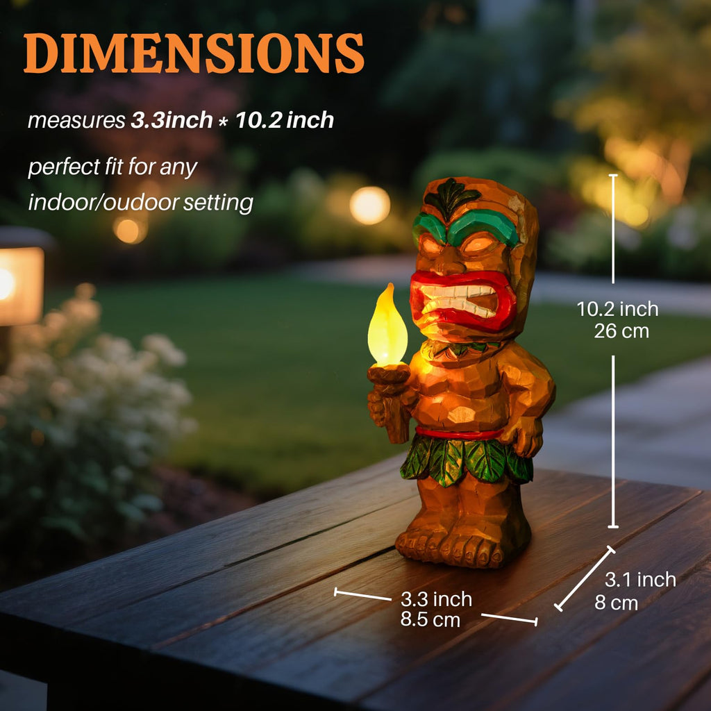 Tiki Man Garden Decor Statue with Solar Light 10.2‘’