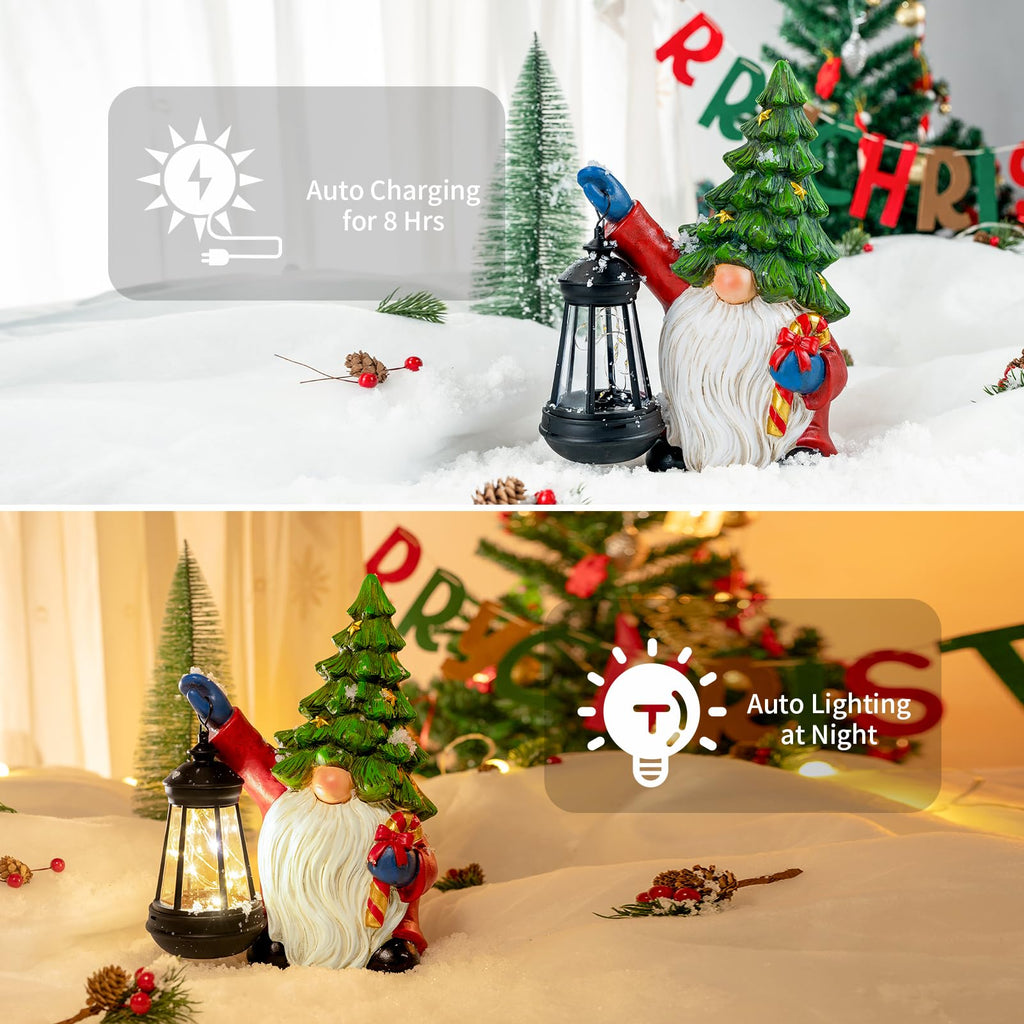 Christmas Gnome Garden Decor Statue with Solar Light 10‘’