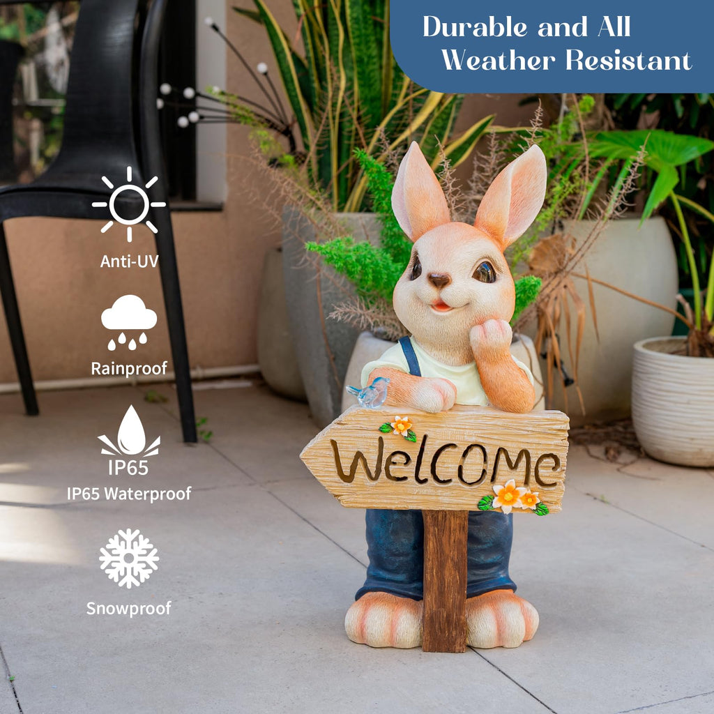Rabbit Garden Decor Statue Large with Solar Light 22''
