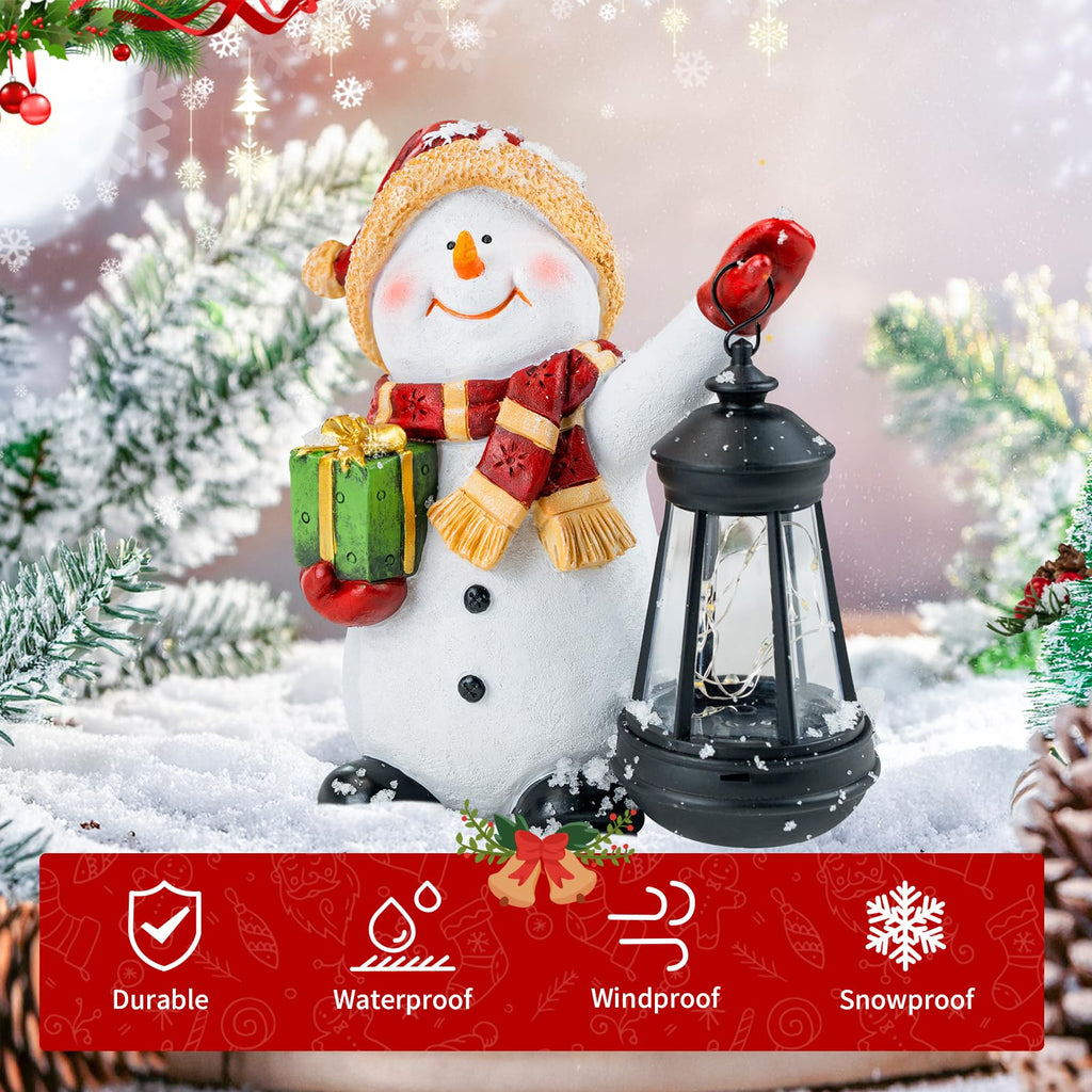 Christmas Snowman Garden Decor Statue with Solar Light