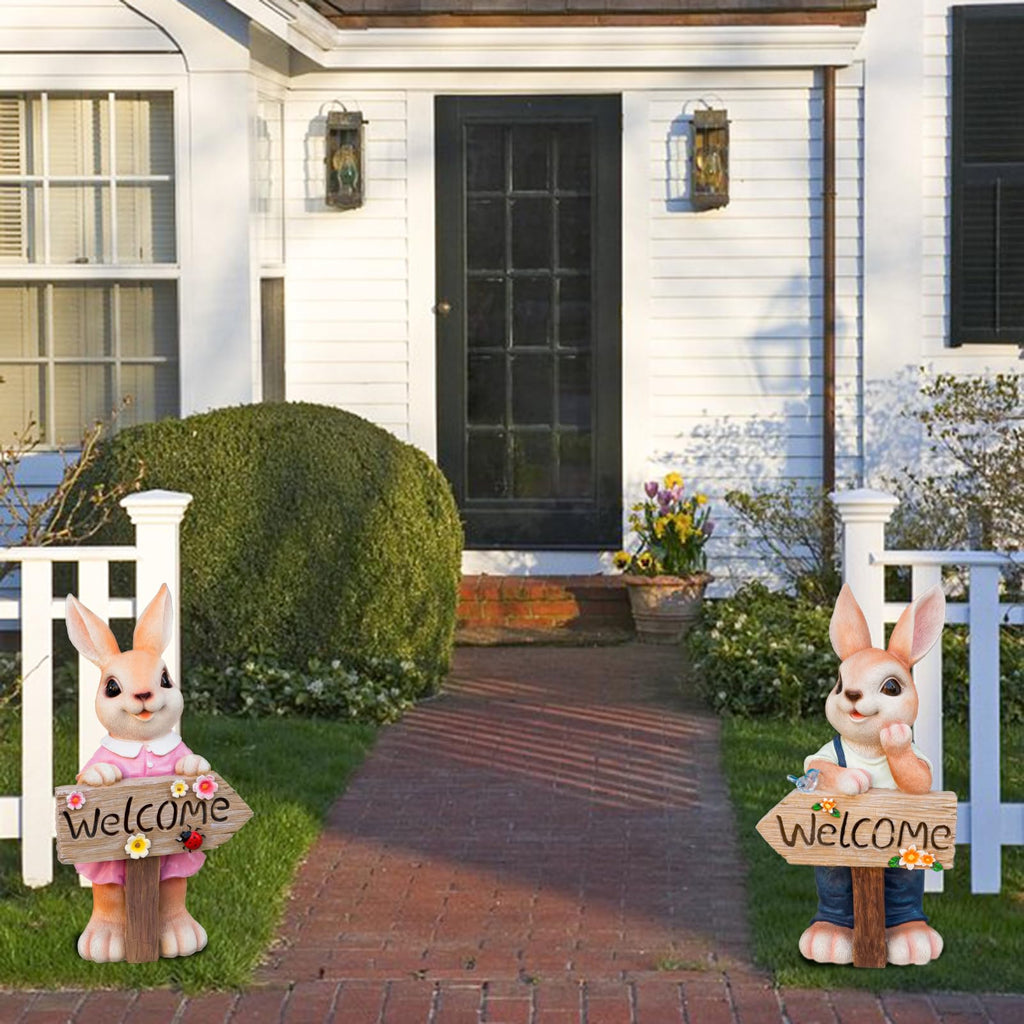 Rabbit Garden Decor Statue Large with Solar Light 22''