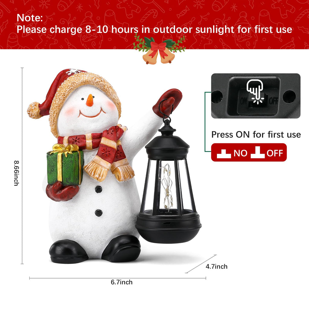 Christmas Snowman Garden Decor Statue with Solar Light