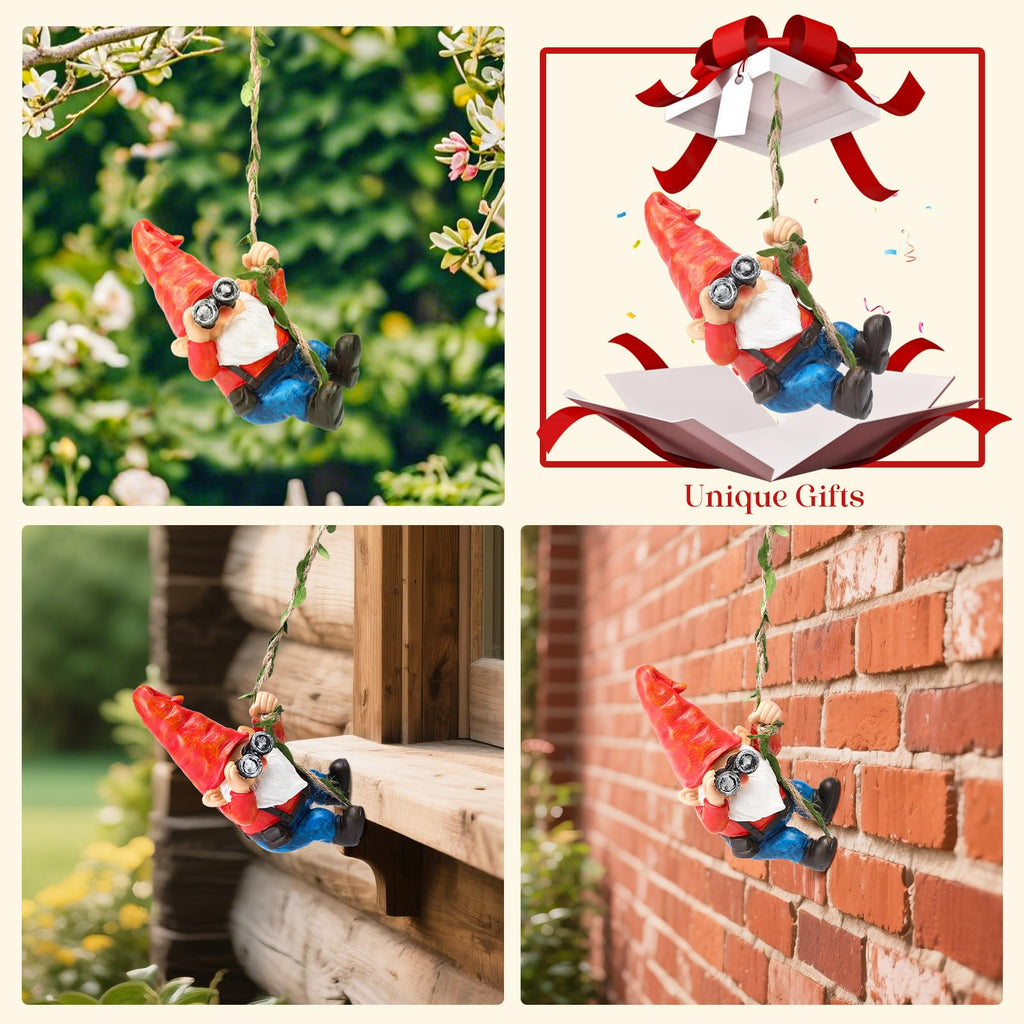 Hanging Gnome Garden Decor Statue with Solar Light