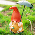Greeen Umbrella Lady Gnome Garden Decor Statue Solar Light 9.9''