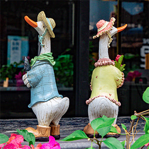 Couple Duck Garden Decor Statue (Set of Two)