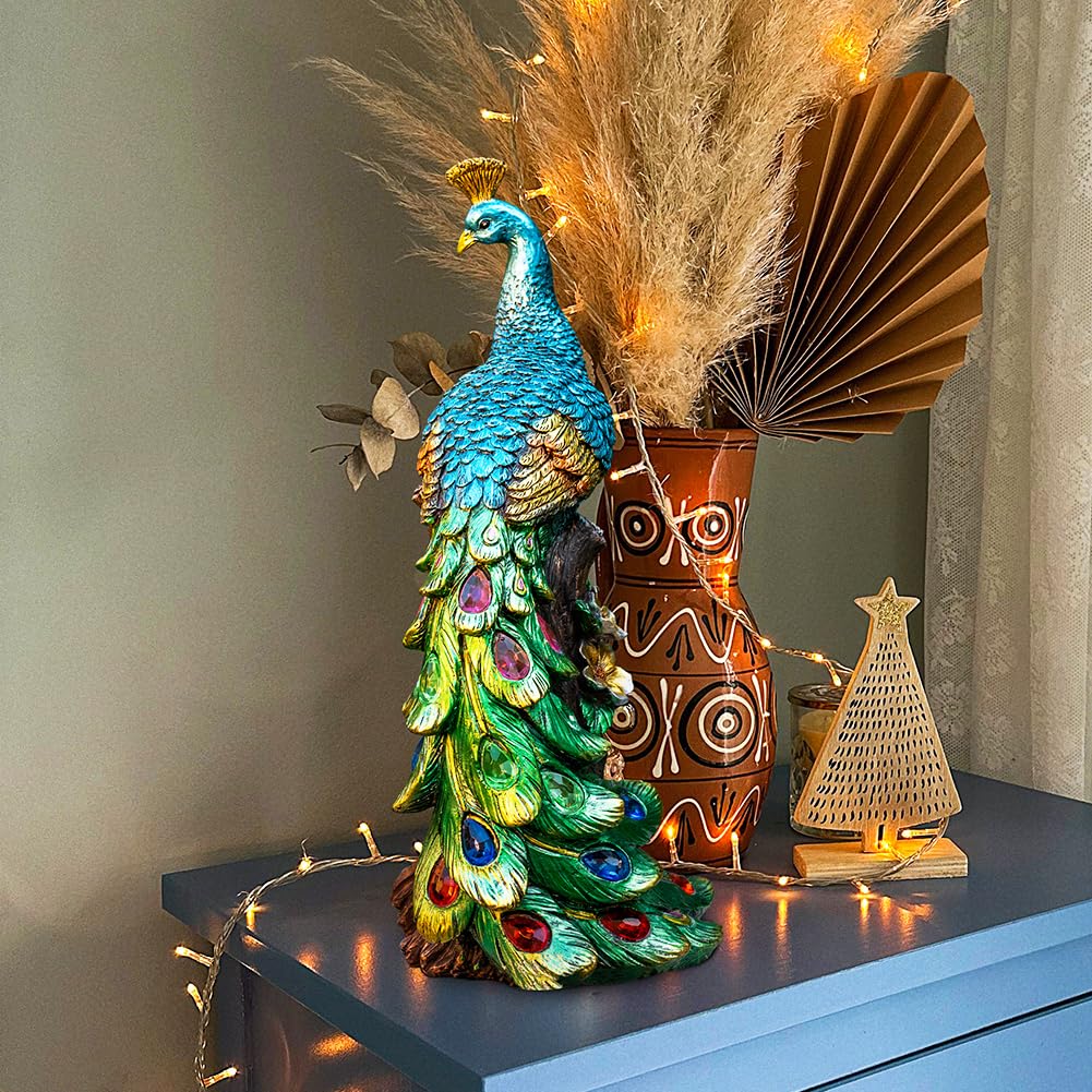 Peacock Garden Decor Statue with Solar Light 17.7‘’