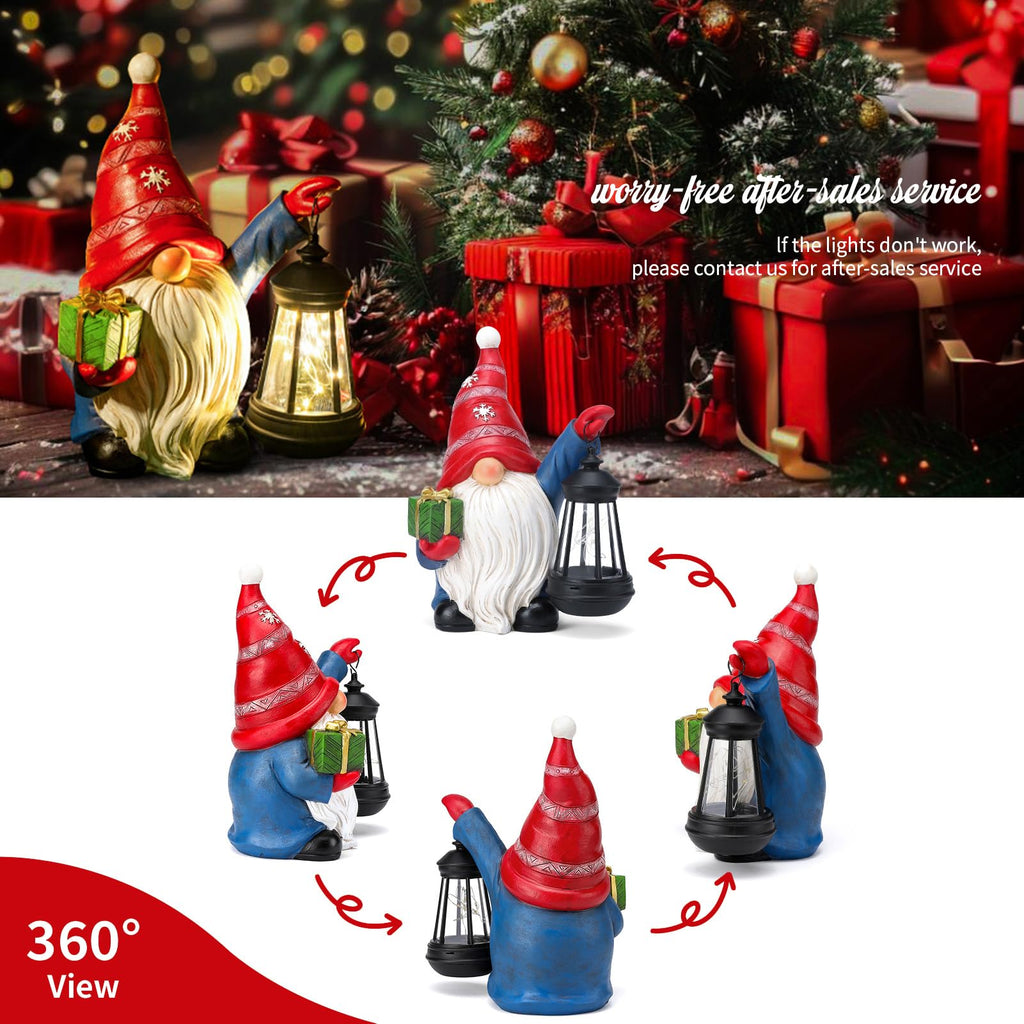 Christmas Gnome Garden Decor Statue with Solar Light 10‘’