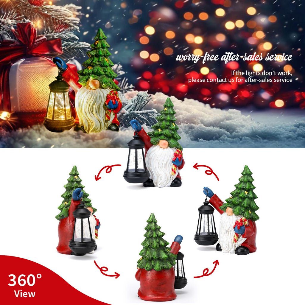 Christmas Gnome Garden Decor Statue with Solar Light 10‘’