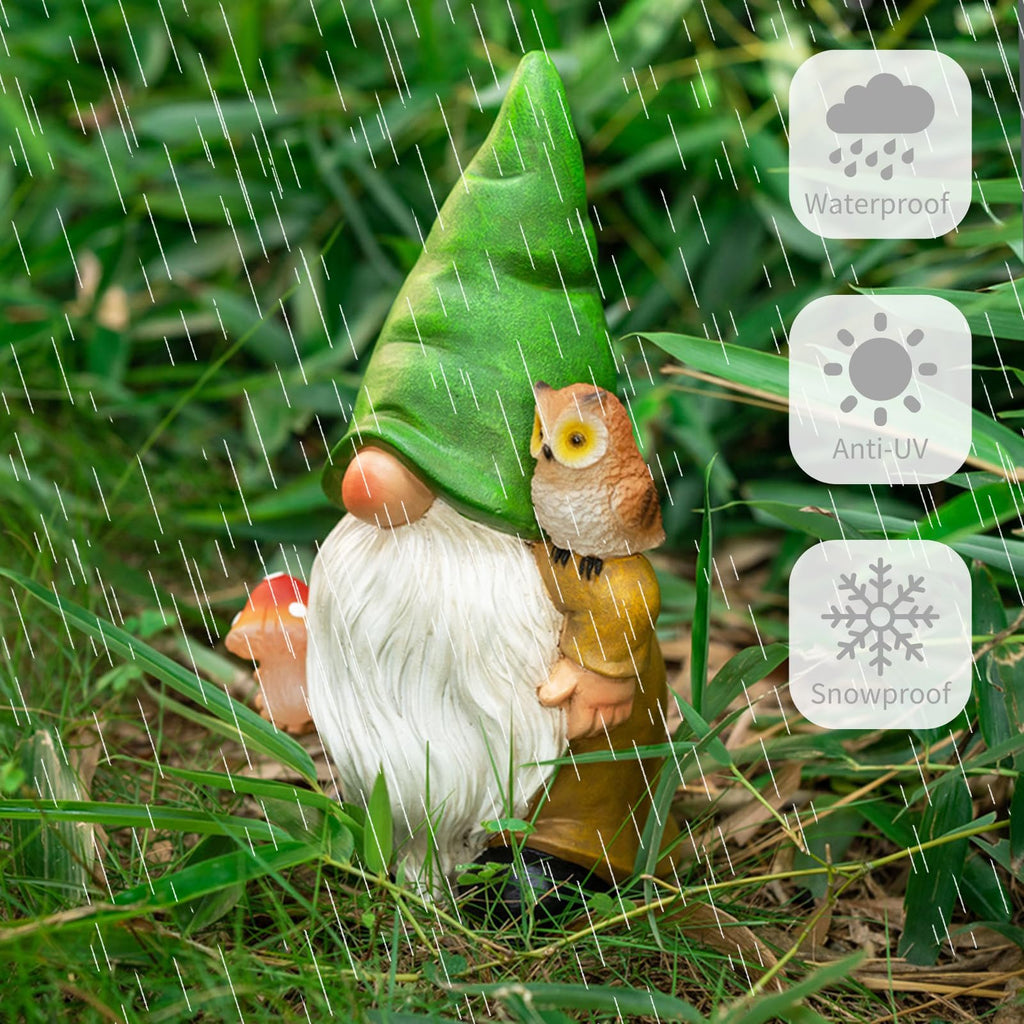 Owl Gnome Garden Decor Statue with Solar Light 11‘’