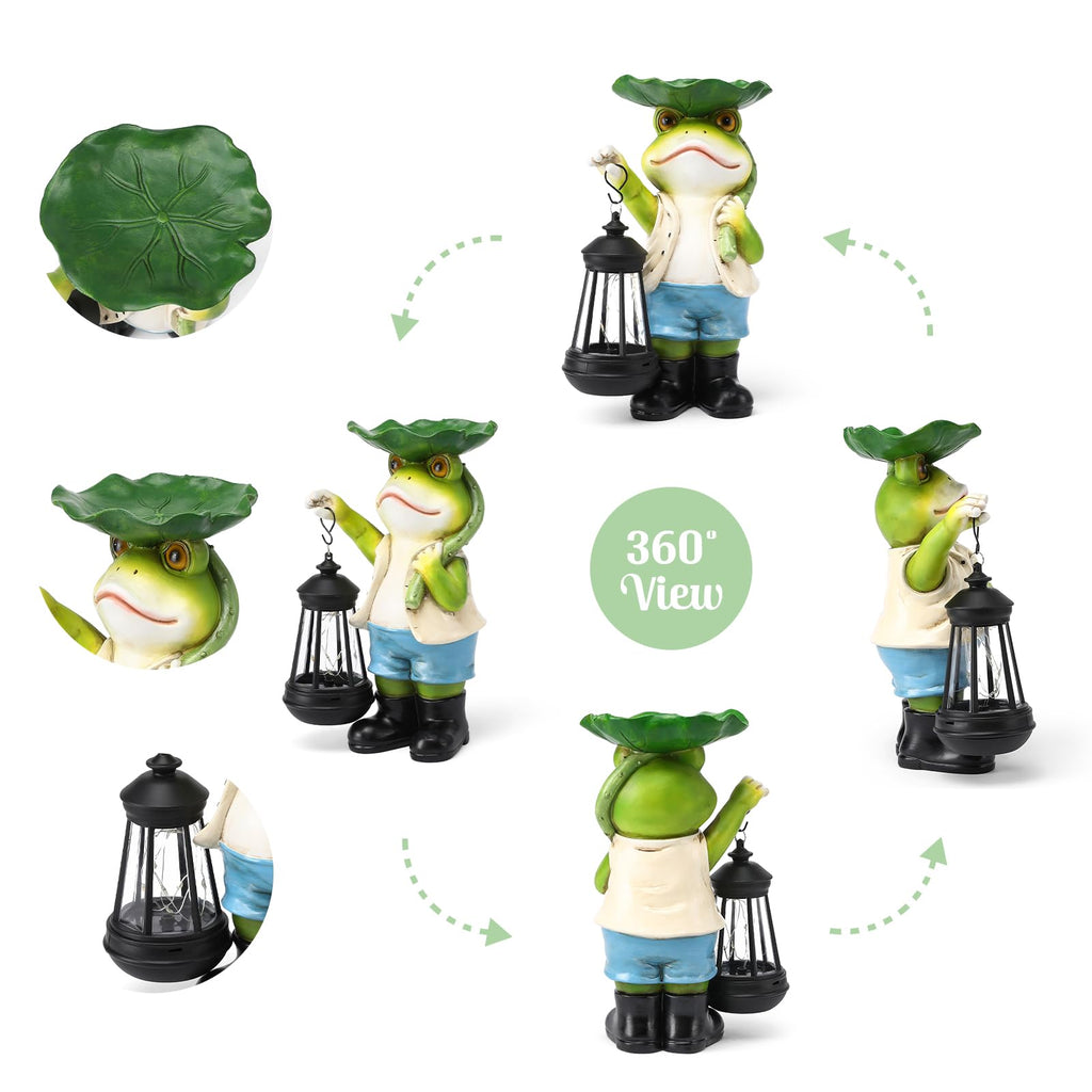 Stand Frog Garden Decor Statue with Solar Light