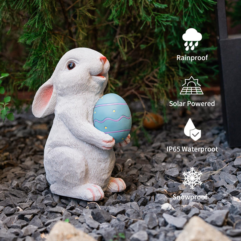 Easter Rabbit Garden Decor Statue with Solar Light 8.2''