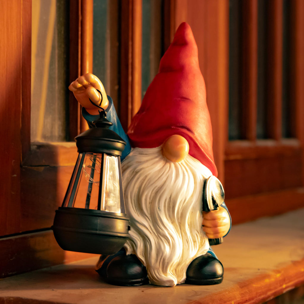 Shavel Garden Gnome Decor Statue with Solar Light
