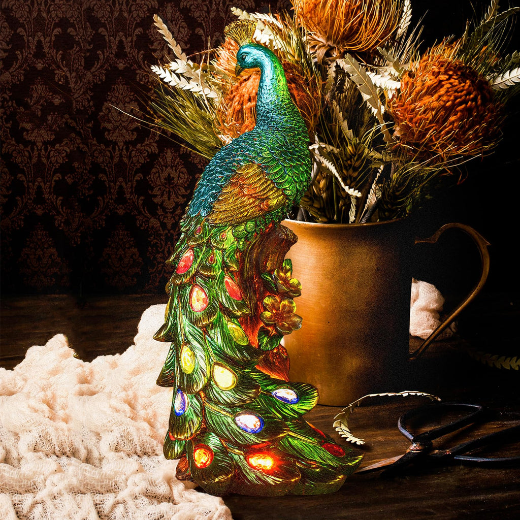 Peacock Garden Decor Statue with Solar Light 17.7‘’