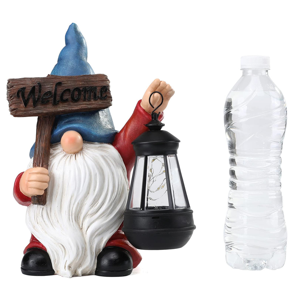 Welcome sign Gnome Garden Decor Statue with Solar Light 10.6‘’
