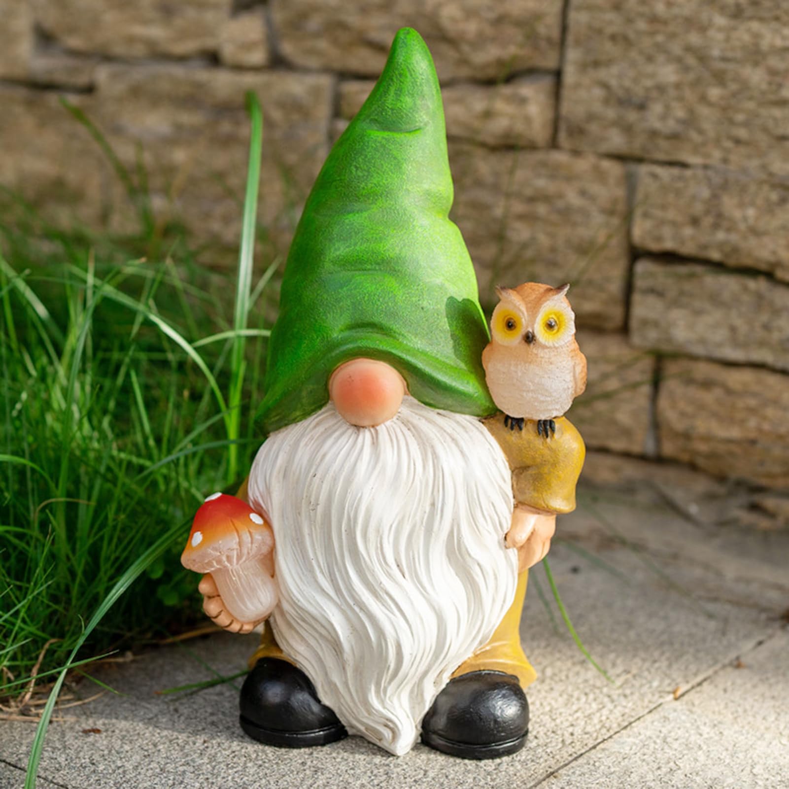 Owl Gnome Garden Decor Statue with Solar Light 11‘’