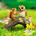 Owl Squirrel Garden Decor Statue with Solar Light